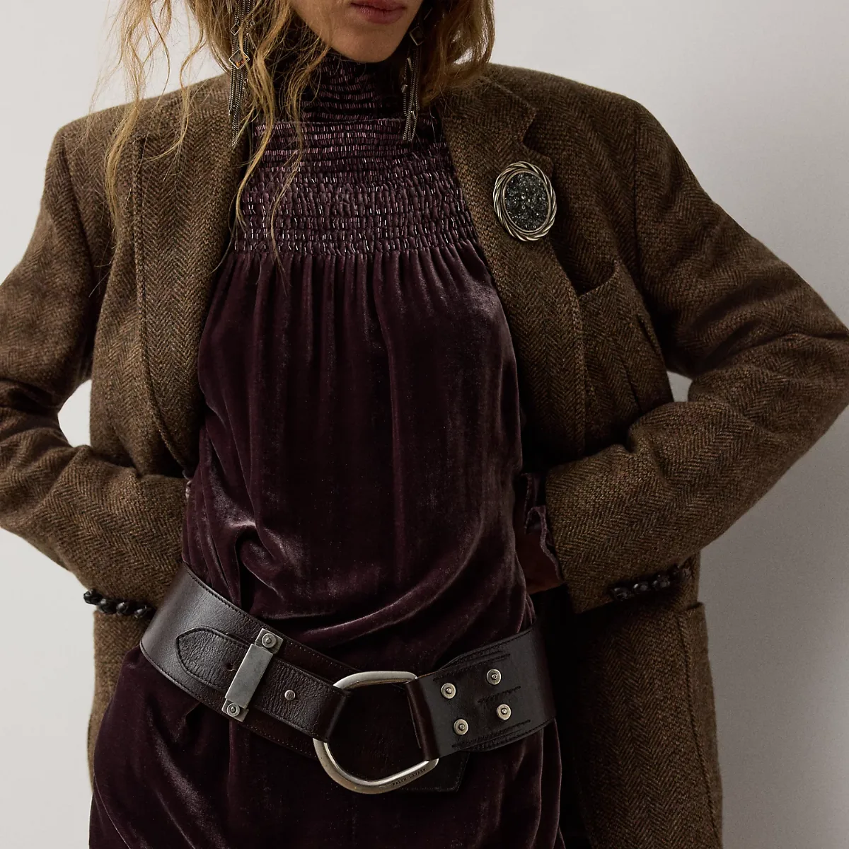 Turn-Back Washed Leather Wide Belt by Ralph Lauren