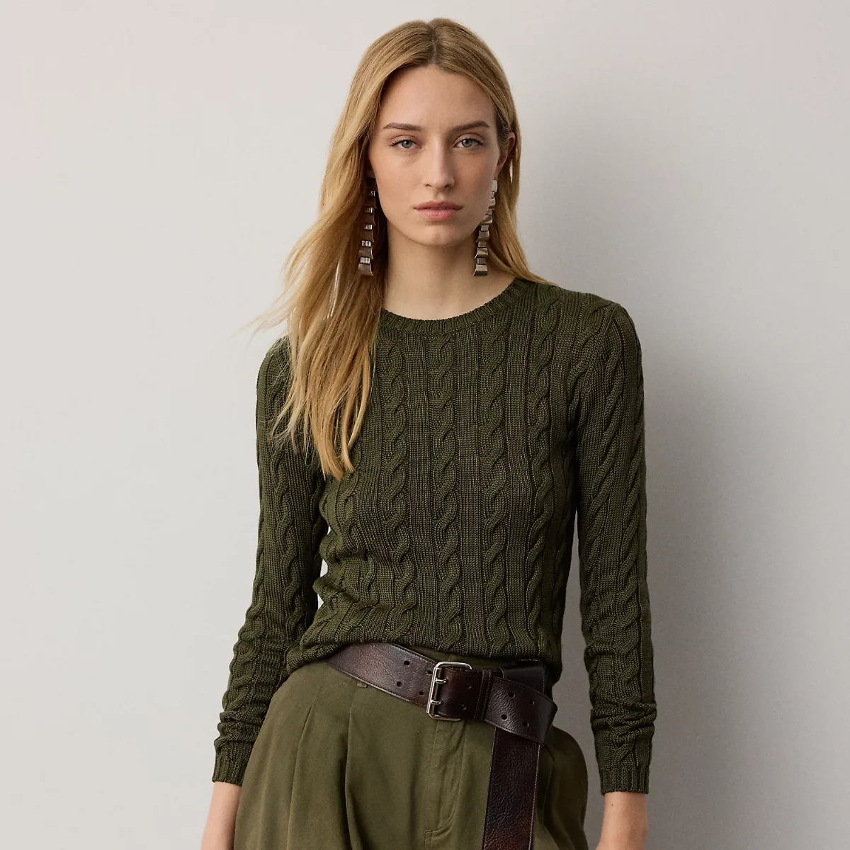 Cable-Knit Silk-Blend Crewneck Sweater by Ralph Lauren