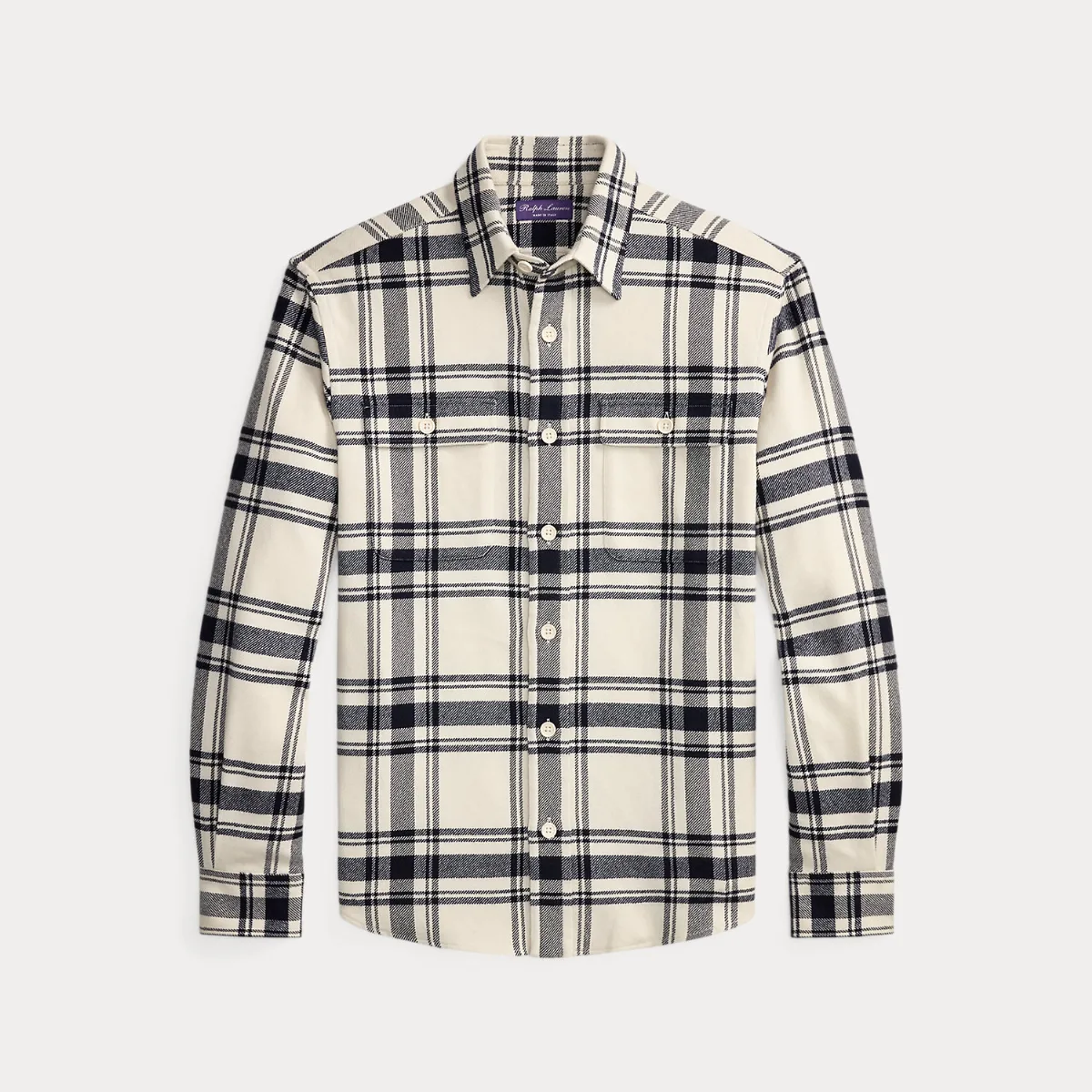 Plaid Cashmere-Cotton Shirt by Ralph Lauren
