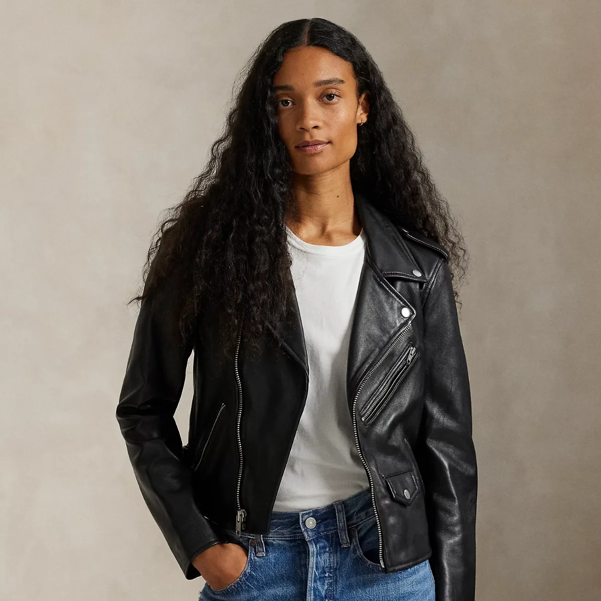 Sheepskin Leather Moto Jacket