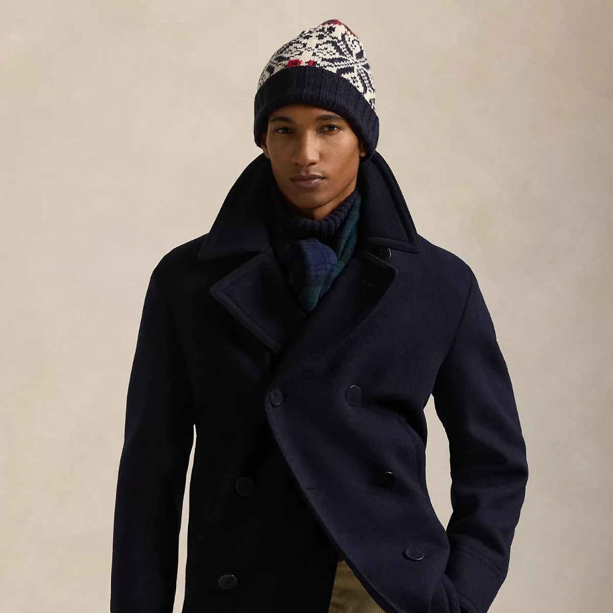 Polo Wool-Blend Melton Peacoat