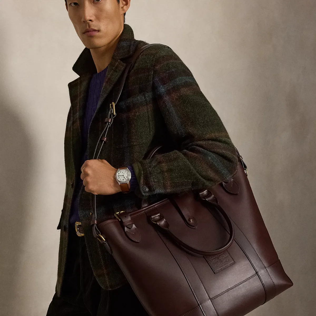 Heritage Leather Medium Tote by Ralph Lauren