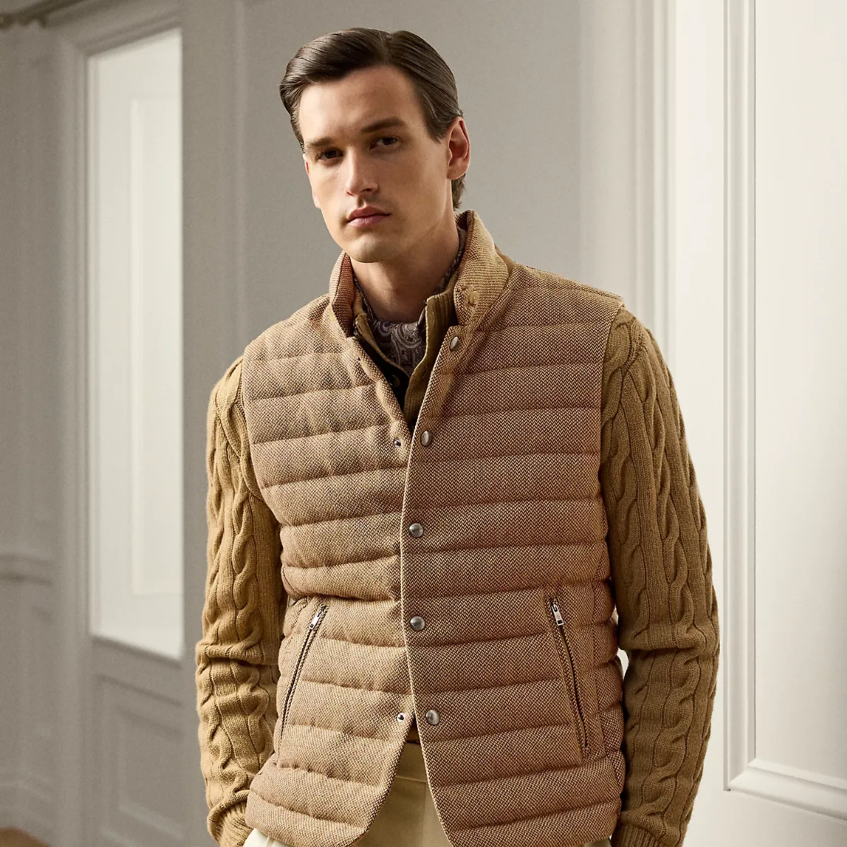 Quilted Tweed Down Vest by Ralph Lauren