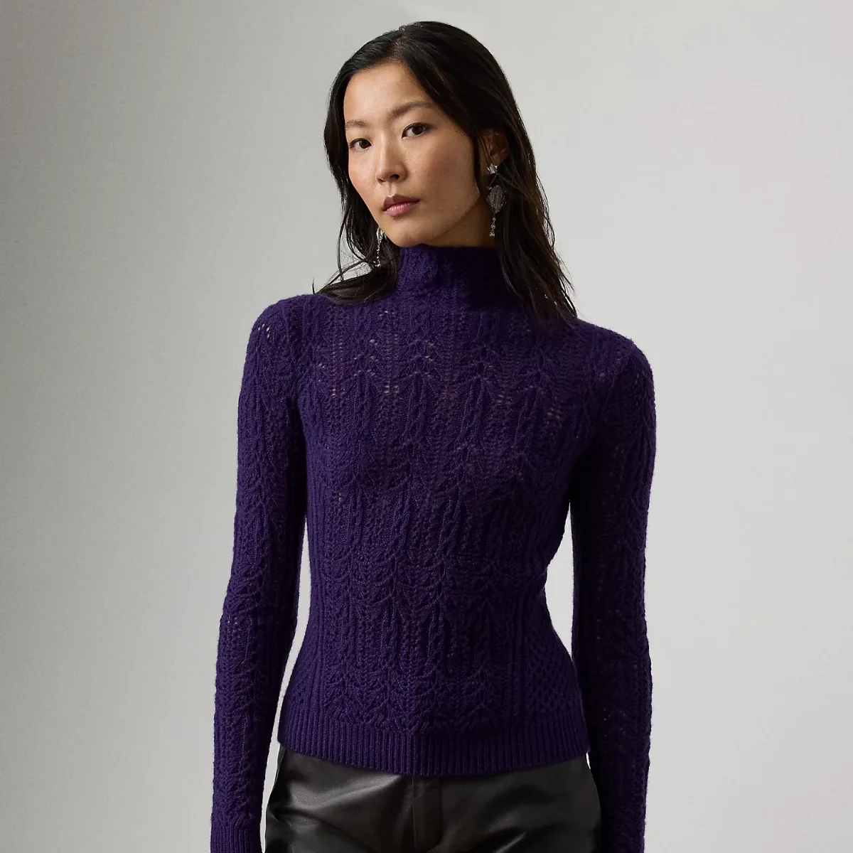 Cashmere Pointelle Funnelneck Sweater by Ralph Lauren