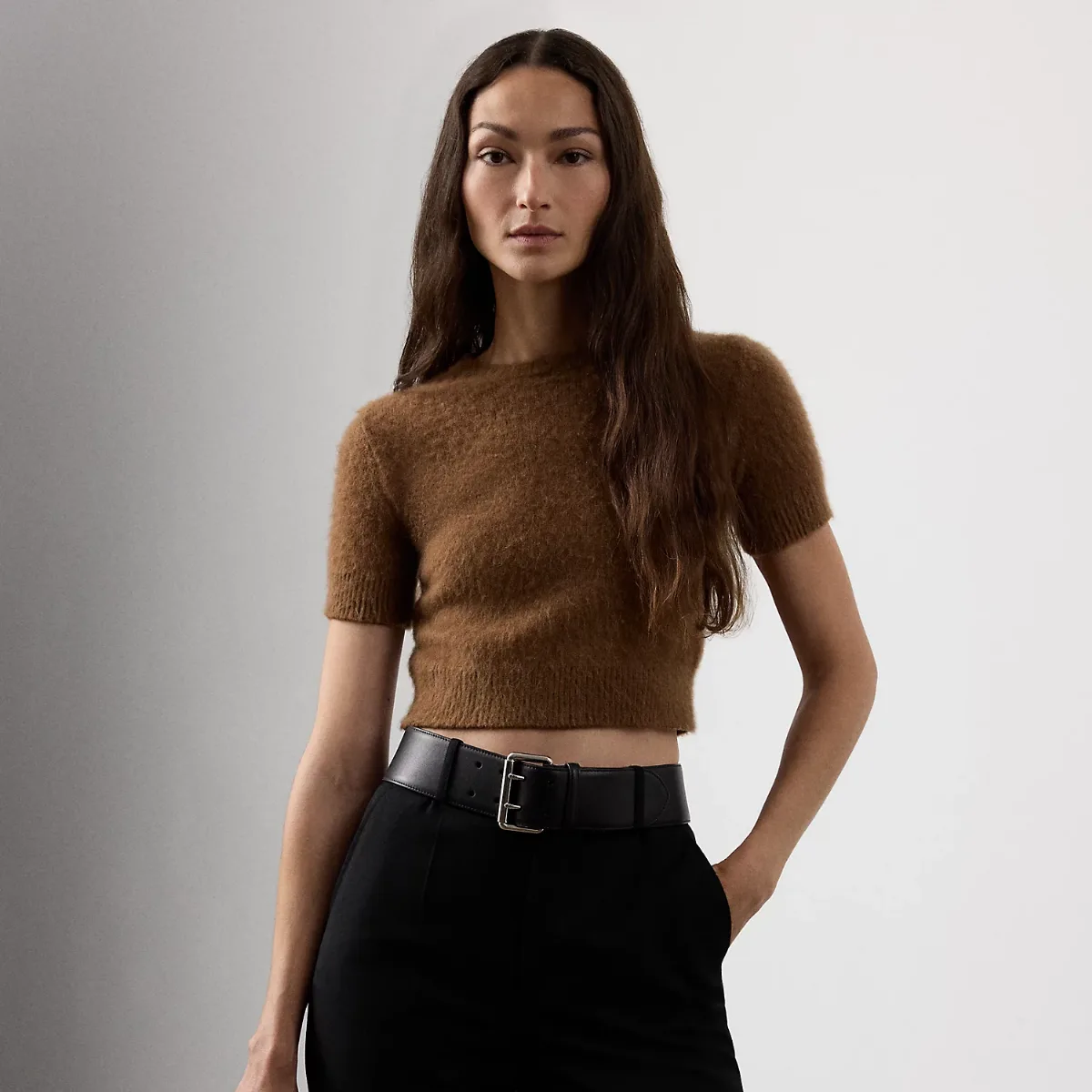 Cashmere-Alpaca-Blend Cropped Sweater by Ralph Lauren