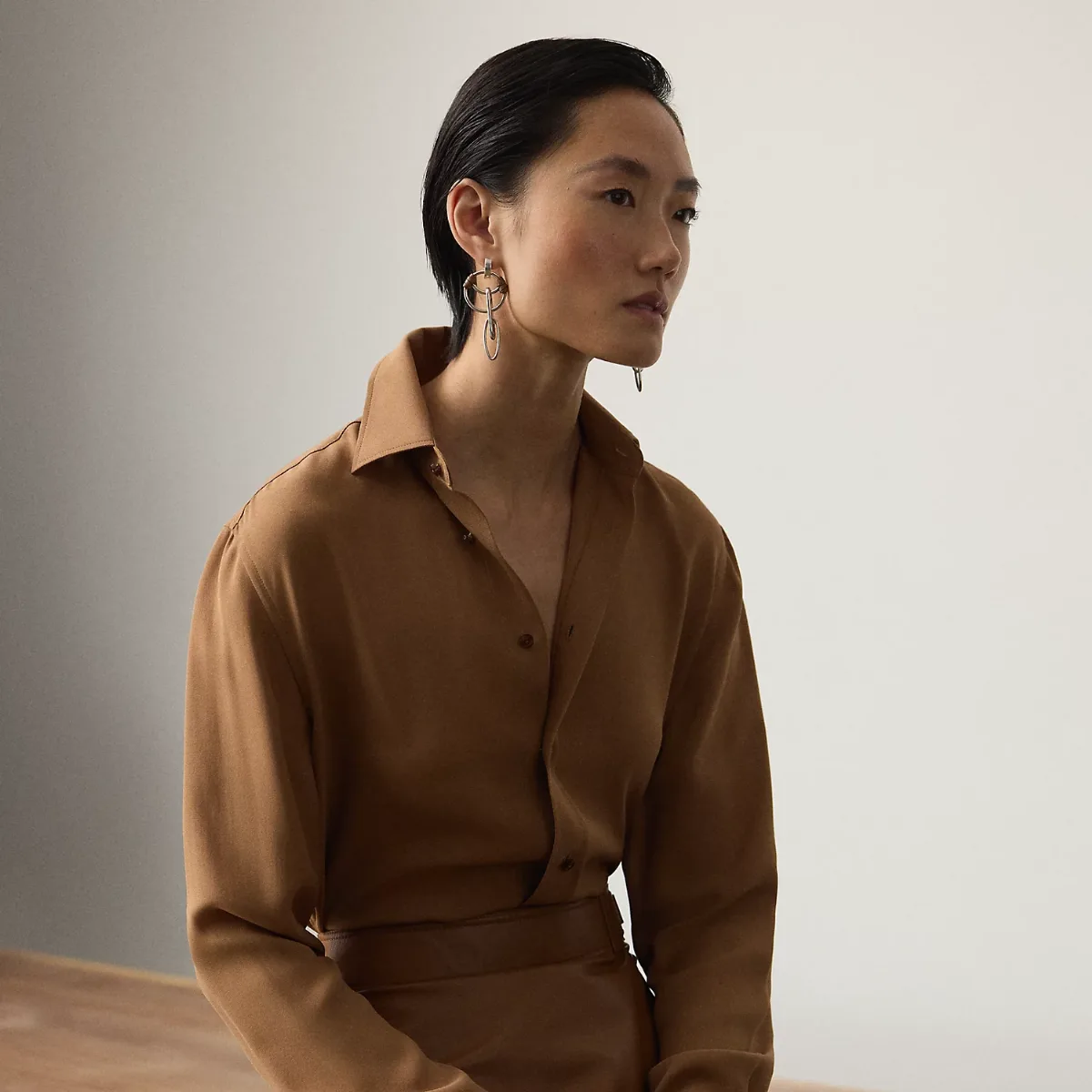 Adrien Relaxed Fit Crepe Georgette Shirt by Ralph Lauren
