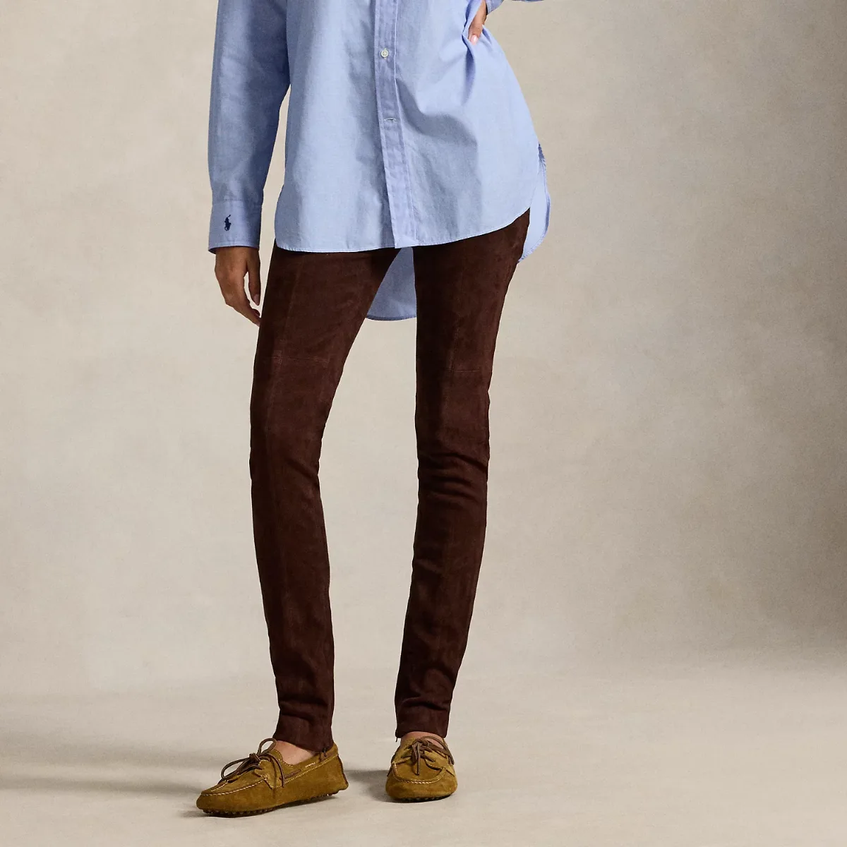 Lambskin Suede Super-Slim Pant by Ralph Lauren