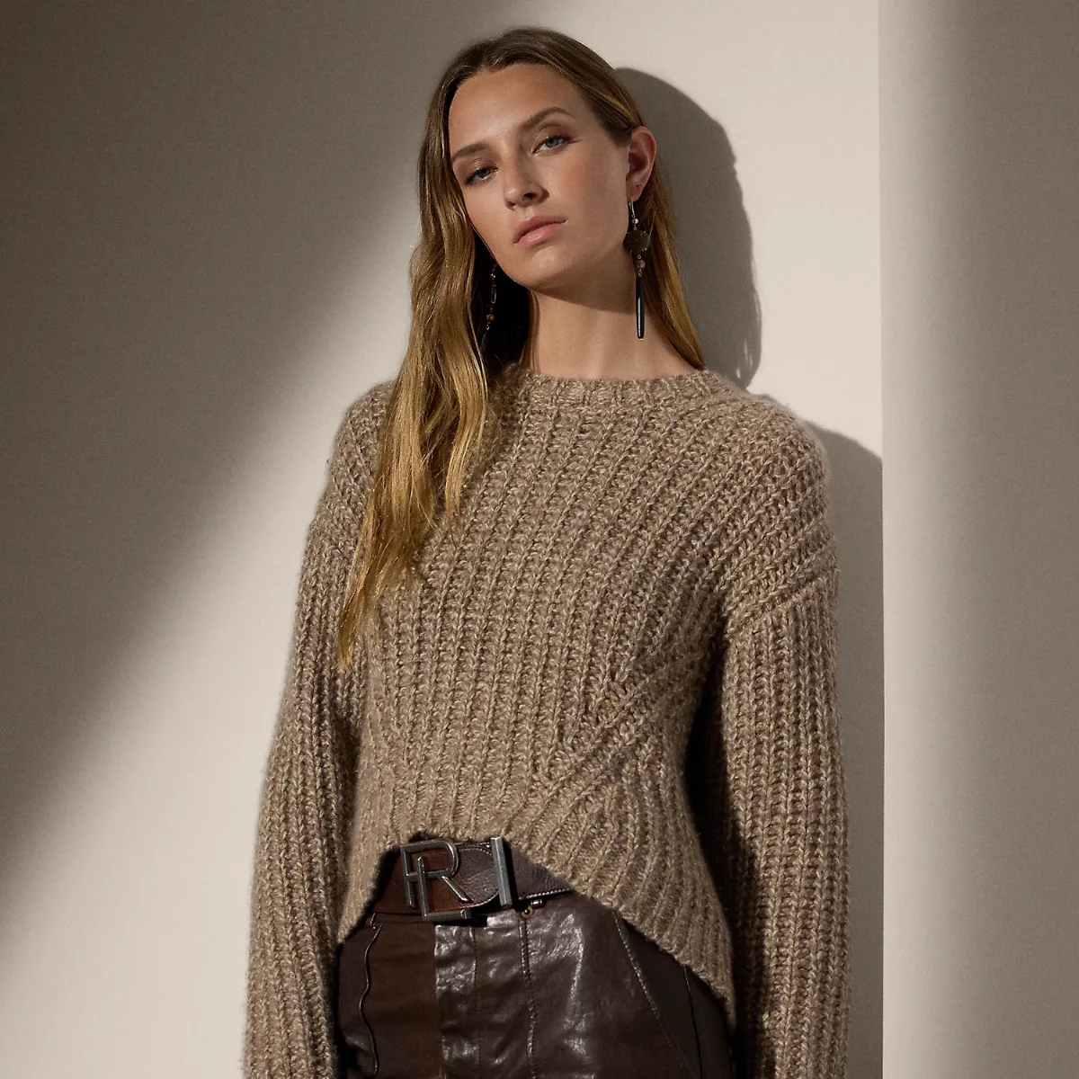 Rib-Knit Mouliné Cashmere-Silk Sweater by Ralph Lauren