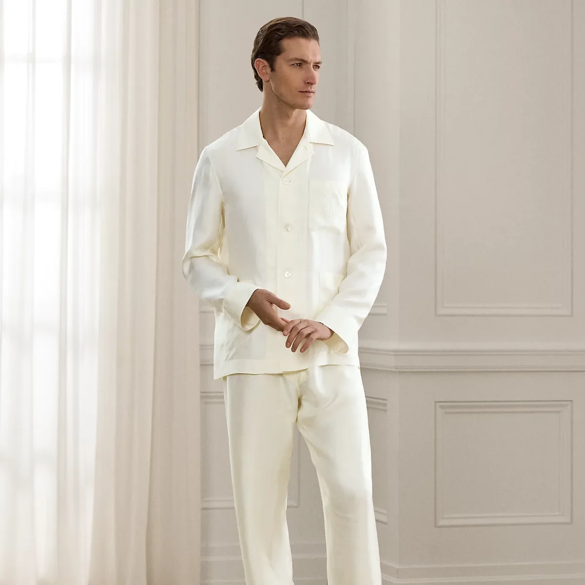 Monogram Silk Pajama Set by Ralph Lauren