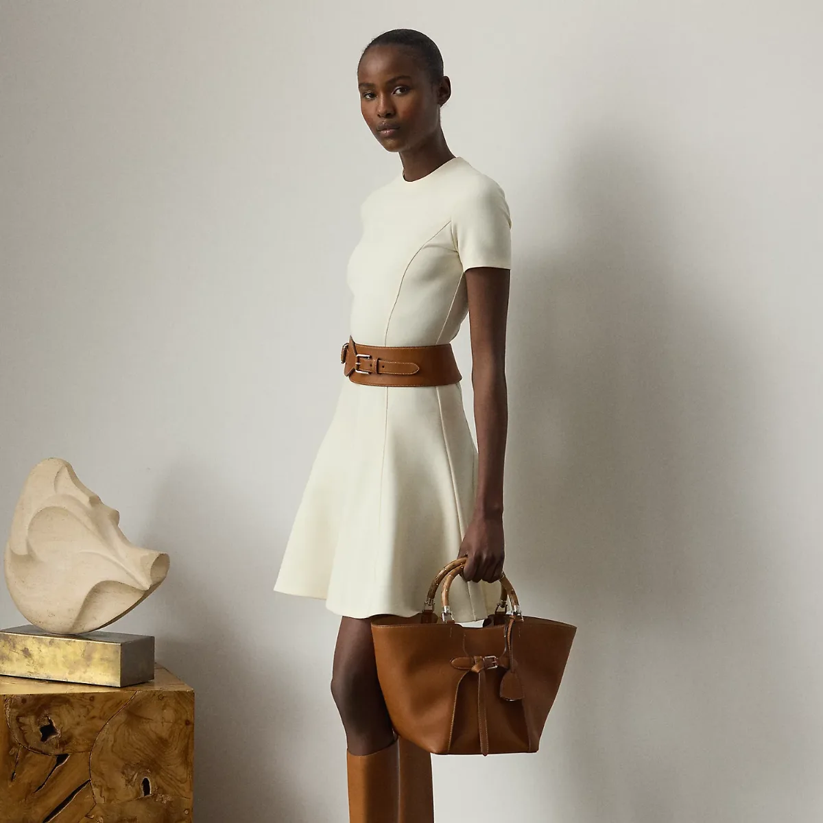 Stretch Jersey Short-Sleeve Day Dress by Ralph Lauren