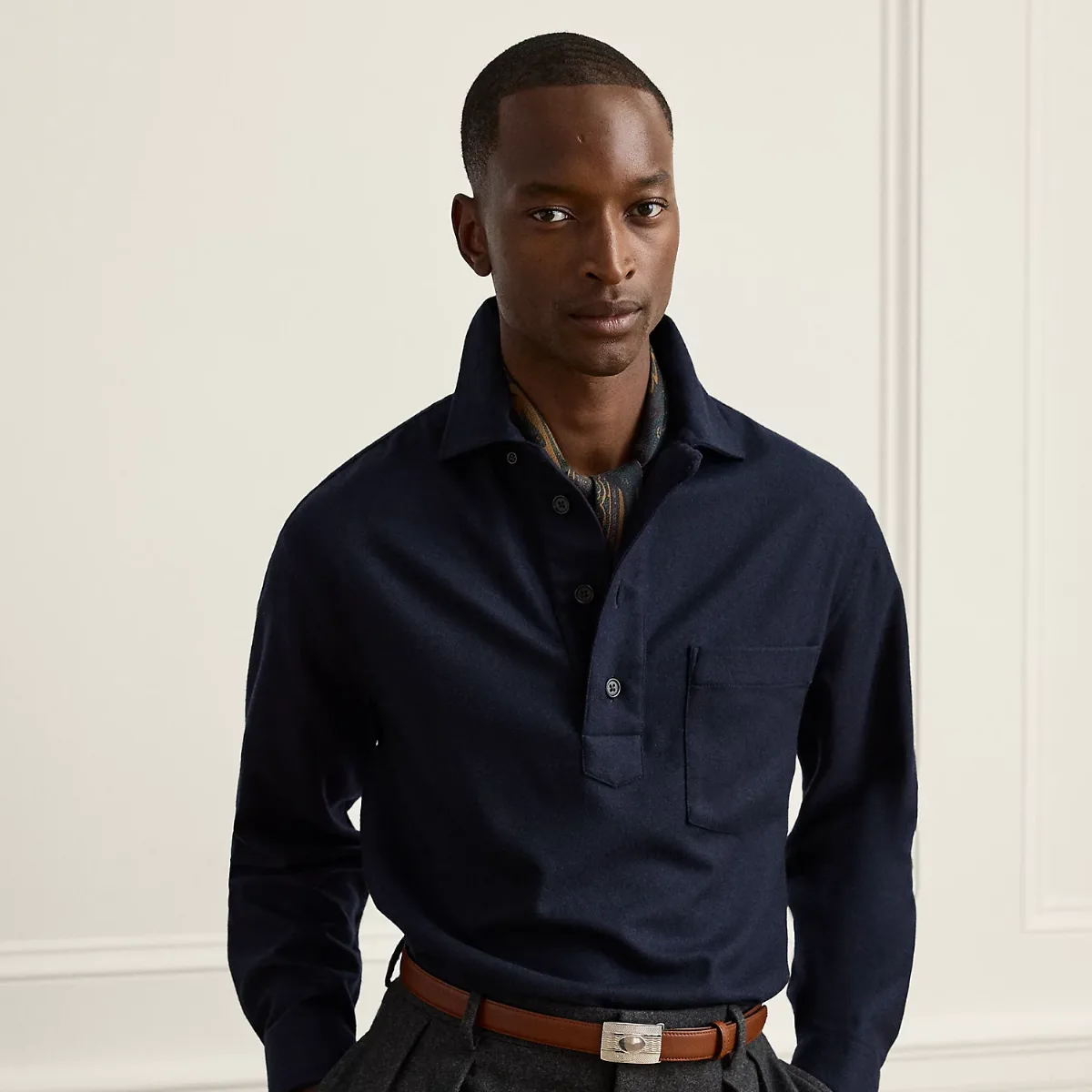 Relaxed Fit Cashmere-Blend Popover Shirt by Ralph Lauren
