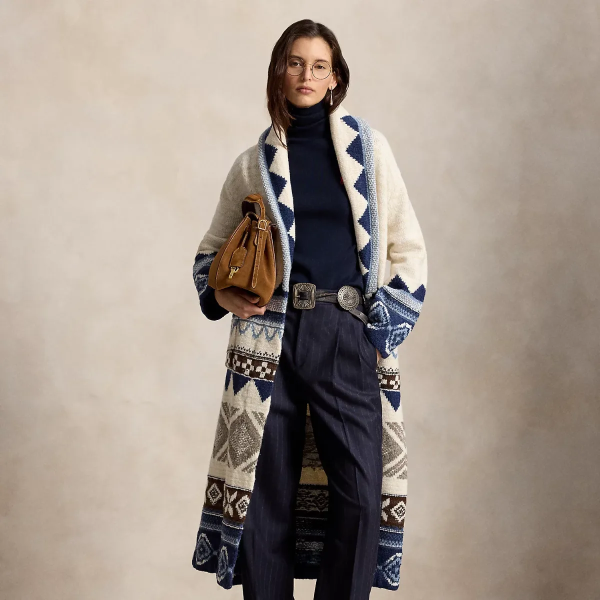 Geo-Motif Wool Cardigan Coat by Ralph Lauren