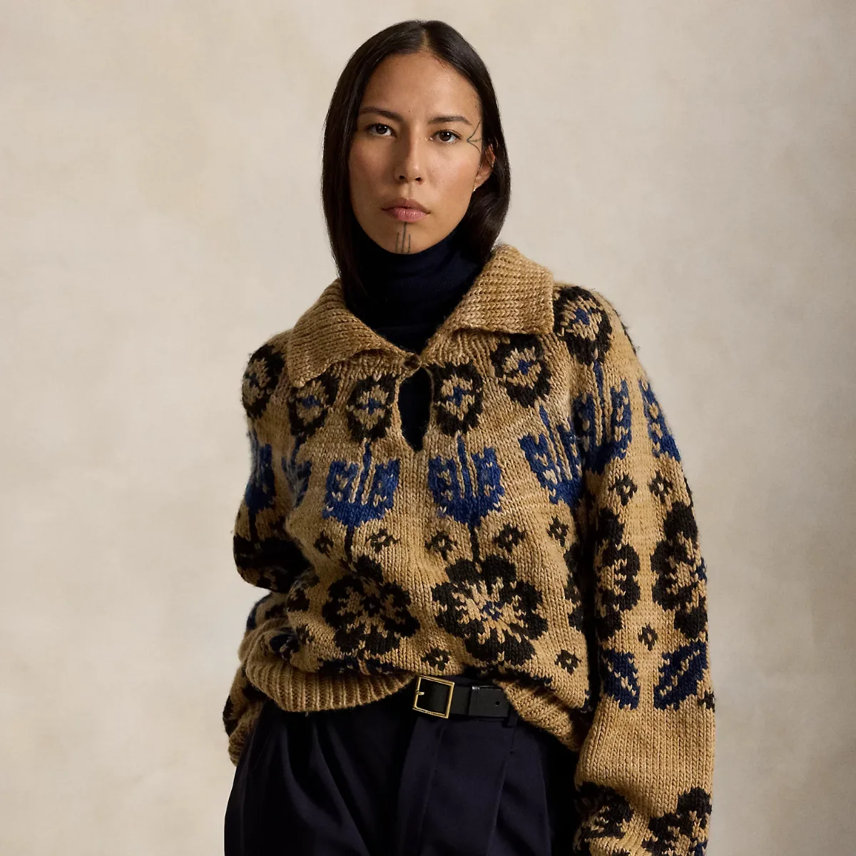 Wool-Blend Keyhole Sweater by Ralph Lauren