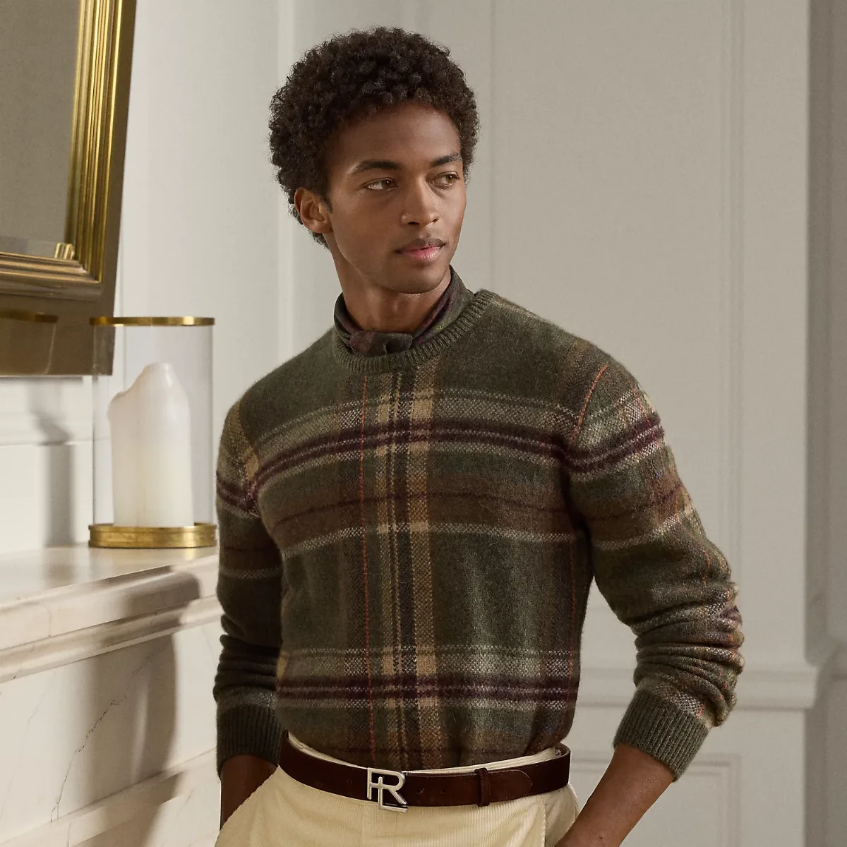 Plaid Brushed Wool-Blend Sweater by Ralph Lauren