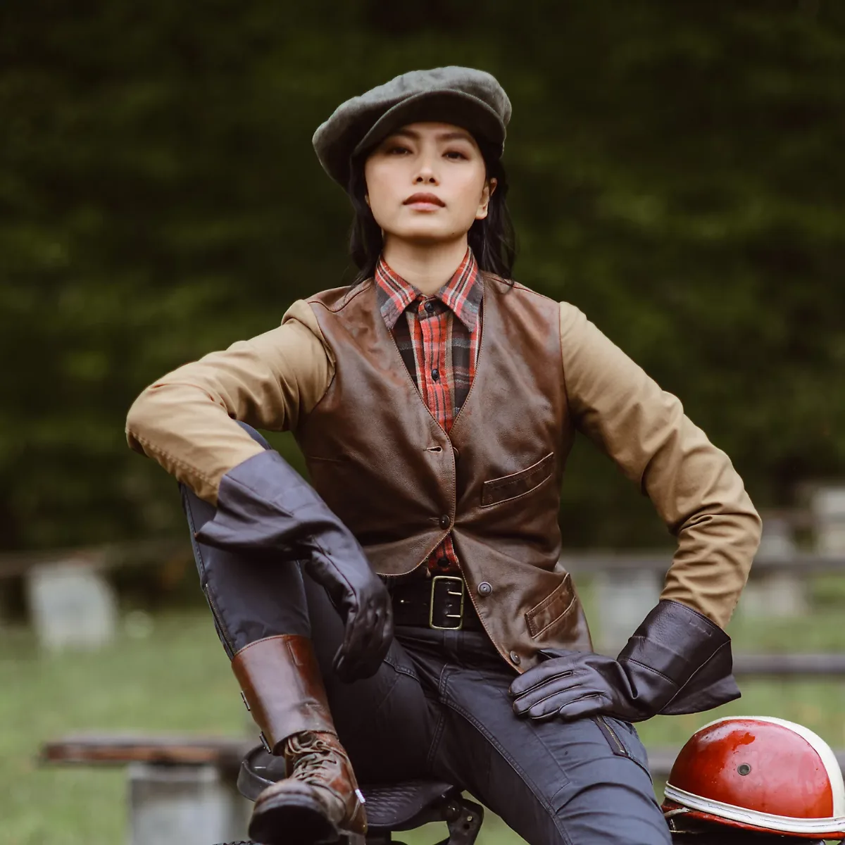 Sateen-Sleeve Leather Jacket by Ralph Lauren
