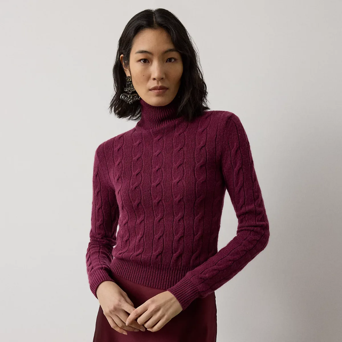 Cable-Knit Cashmere Turtleneck Sweater