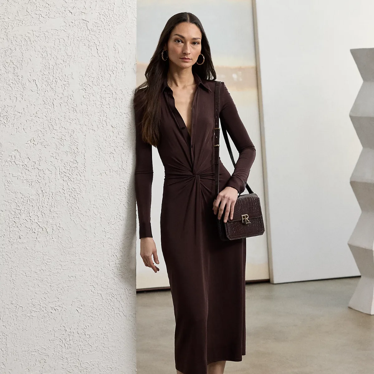 Twist-Front Jersey Day Dress by Ralph Lauren