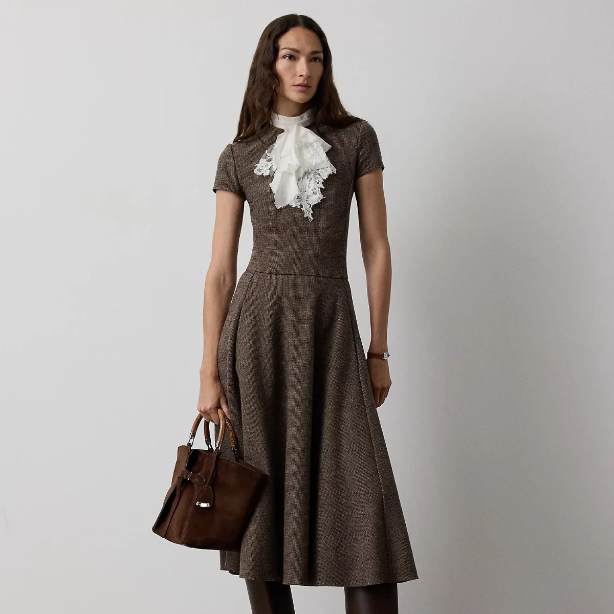 Margaret Tick-Weave Jersey Day Dress by Ralph Lauren
