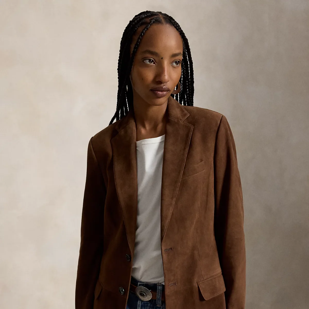 Single-Breasted Suede Blazer