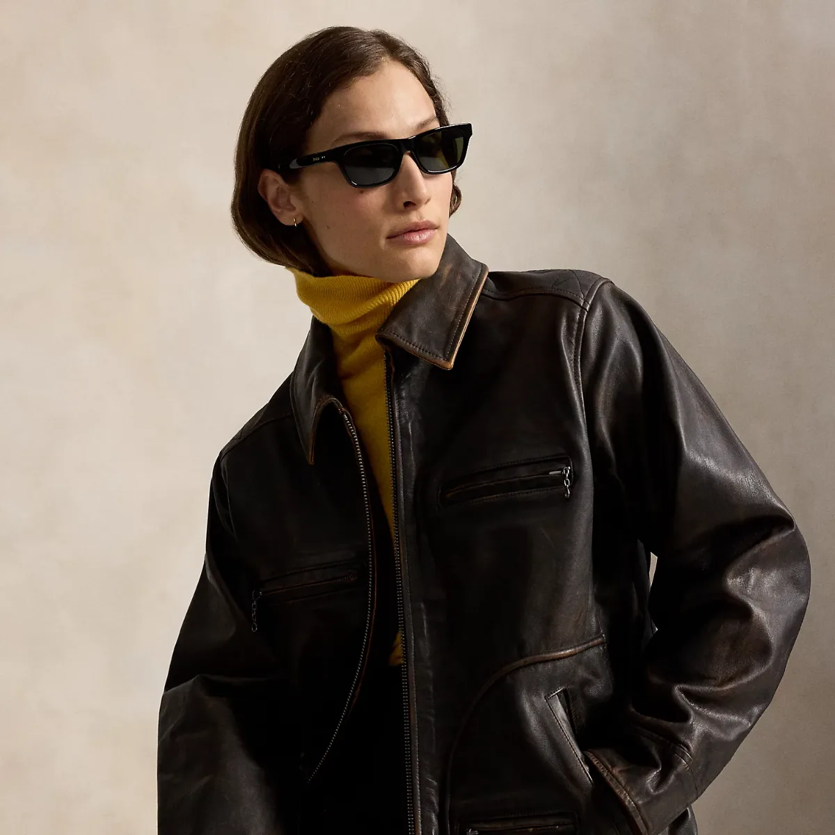Leather Moto Jacket by Ralph Lauren