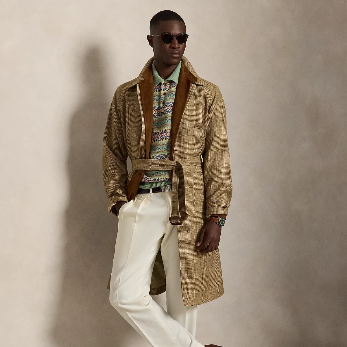 Glen Plaid Summer Tweed Balmacaan Coat by Ralph Lauren