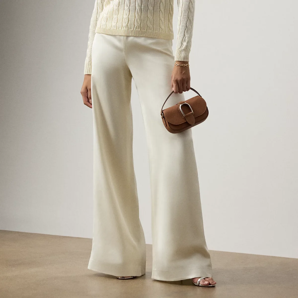 Daria Washed Satin Wide-Leg Pant by Ralph Lauren