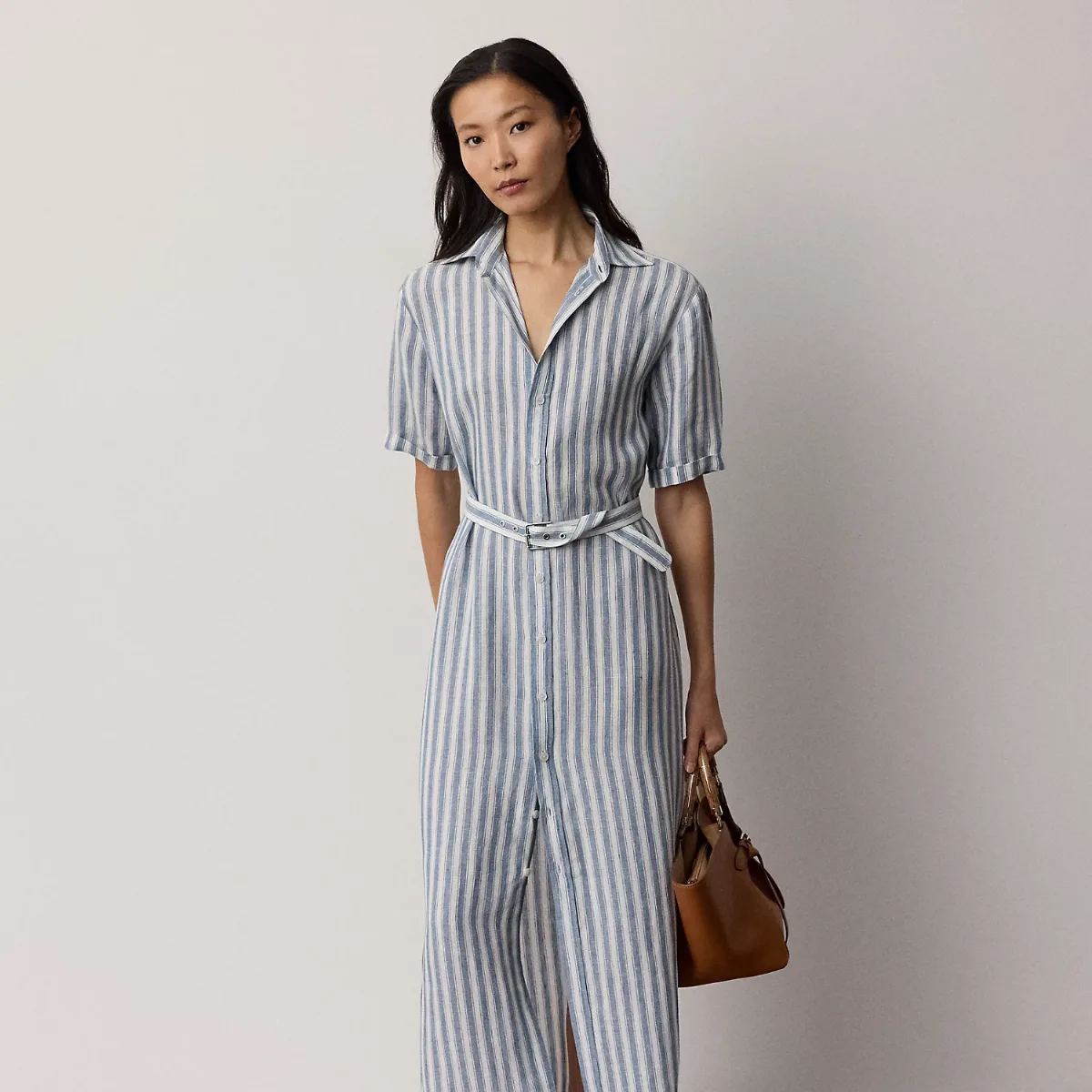 Carol Striped Linen Day Dress