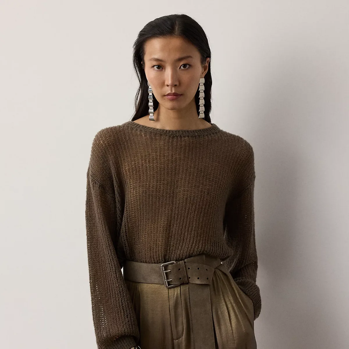 Bouclé Cashmere-Blend Boatneck Sweater by Ralph Lauren