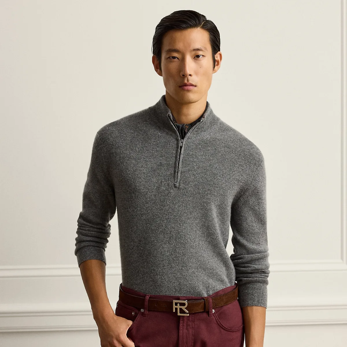 Textured Cashmere Quarter-Zip Sweater by Ralph Lauren