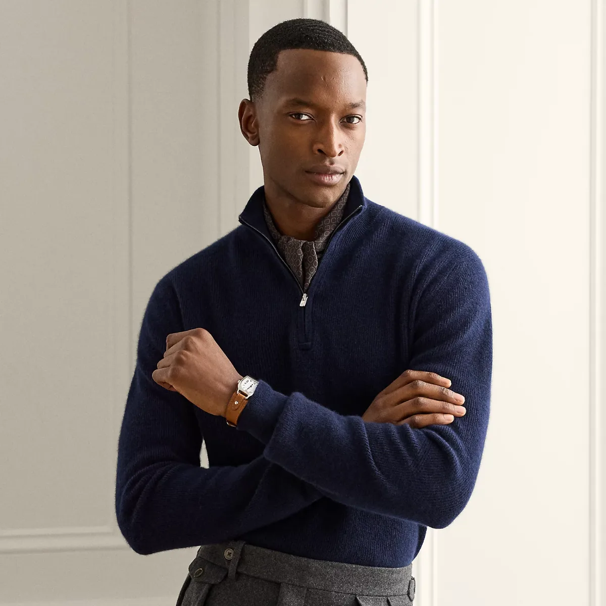 Textured Cashmere Quarter-Zip Sweater