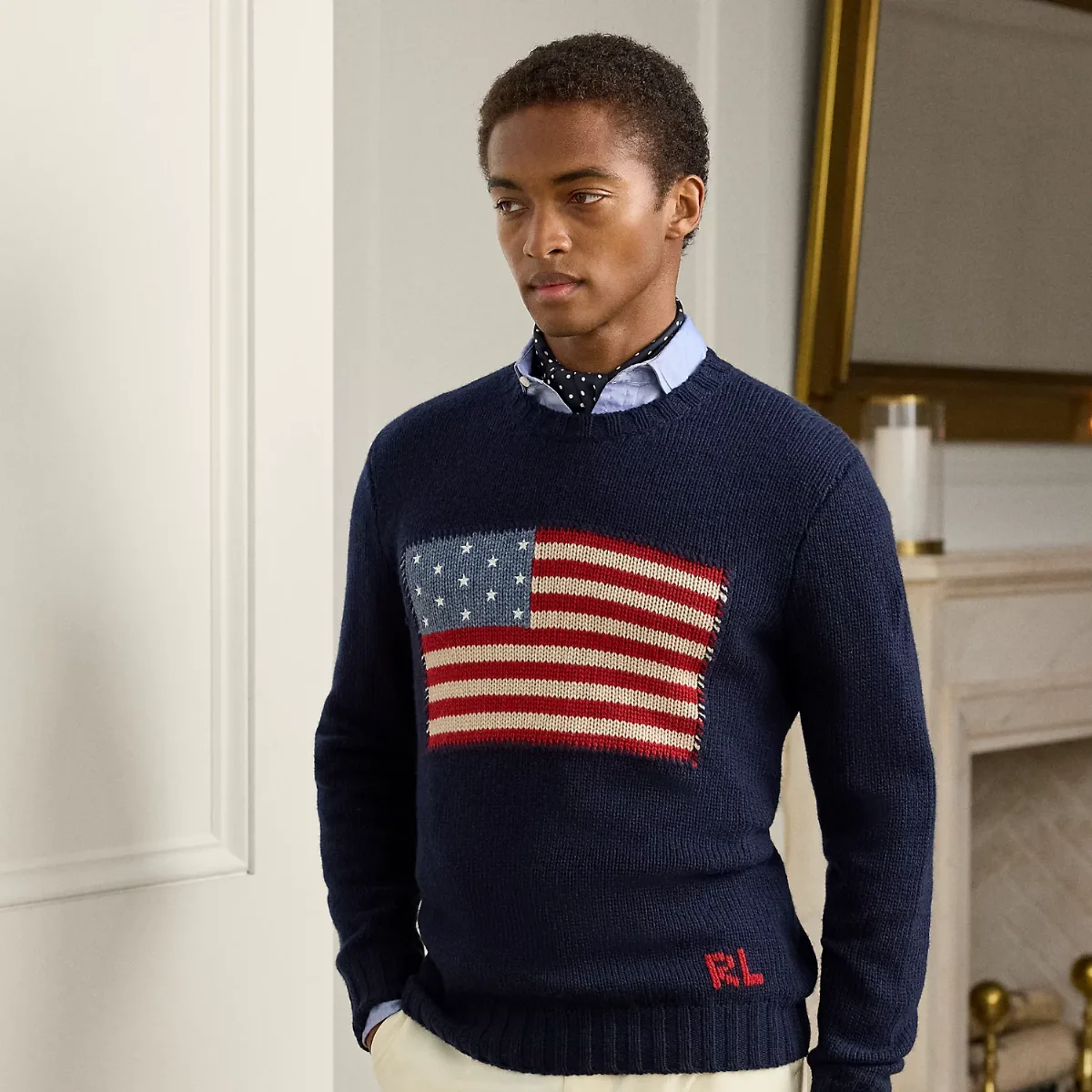 Flag Cashmere Crewneck Sweater