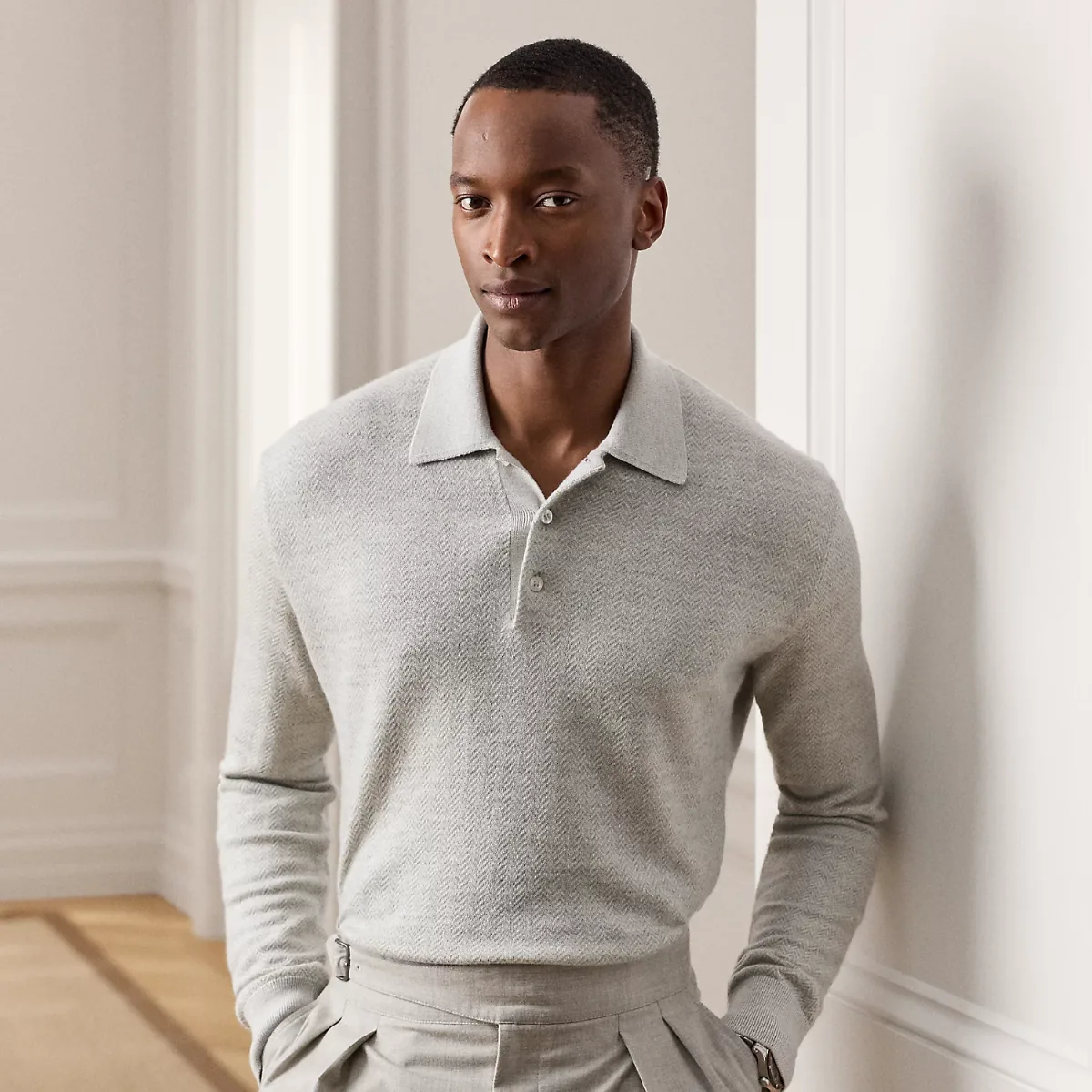 Cashmere-Linen Polo Sweater by Ralph Lauren