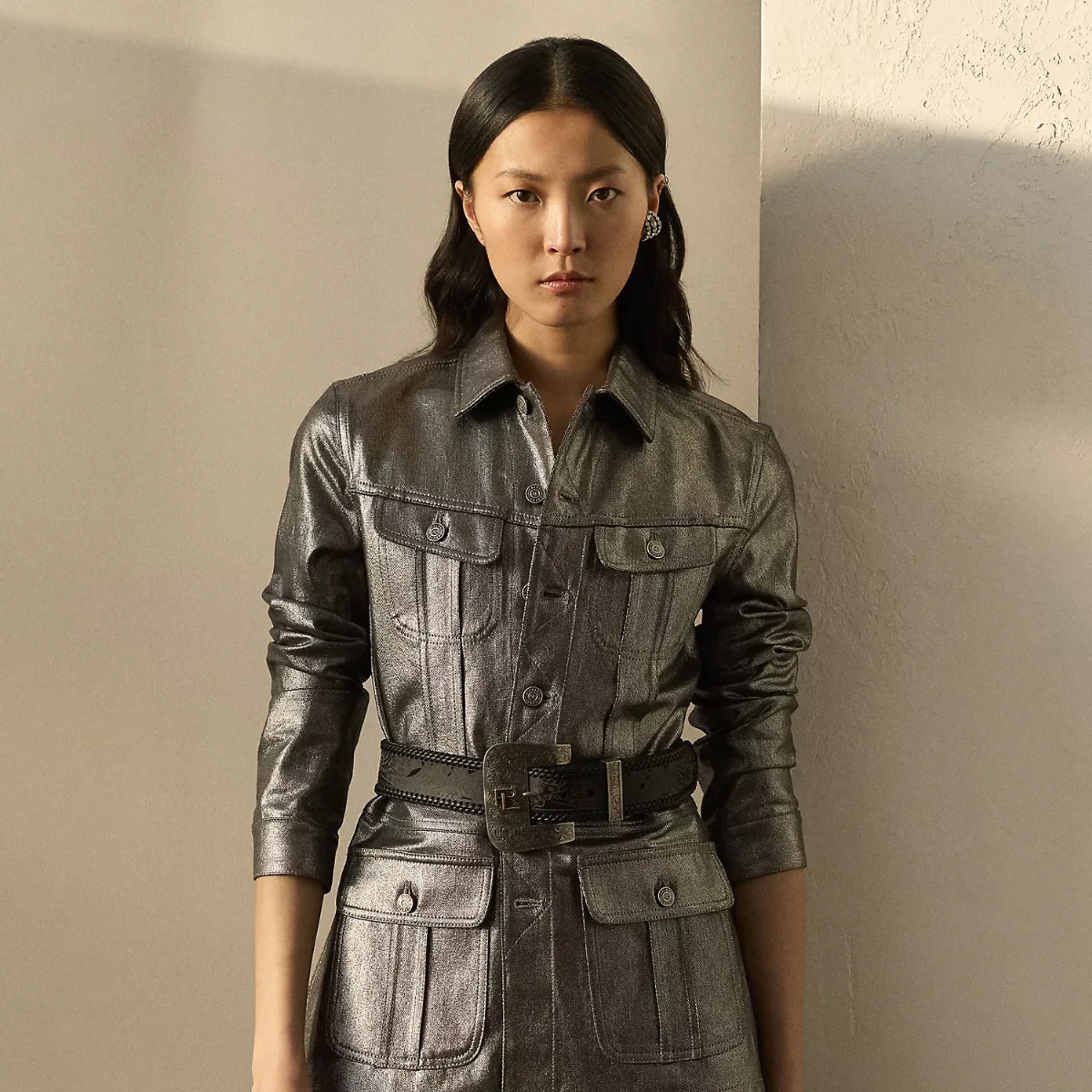 Bacall Foiled Denim Field Jacket by Ralph Lauren
