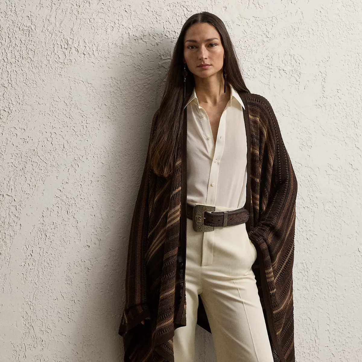 Textured Silk-Blend Ruana Sweater by Ralph Lauren