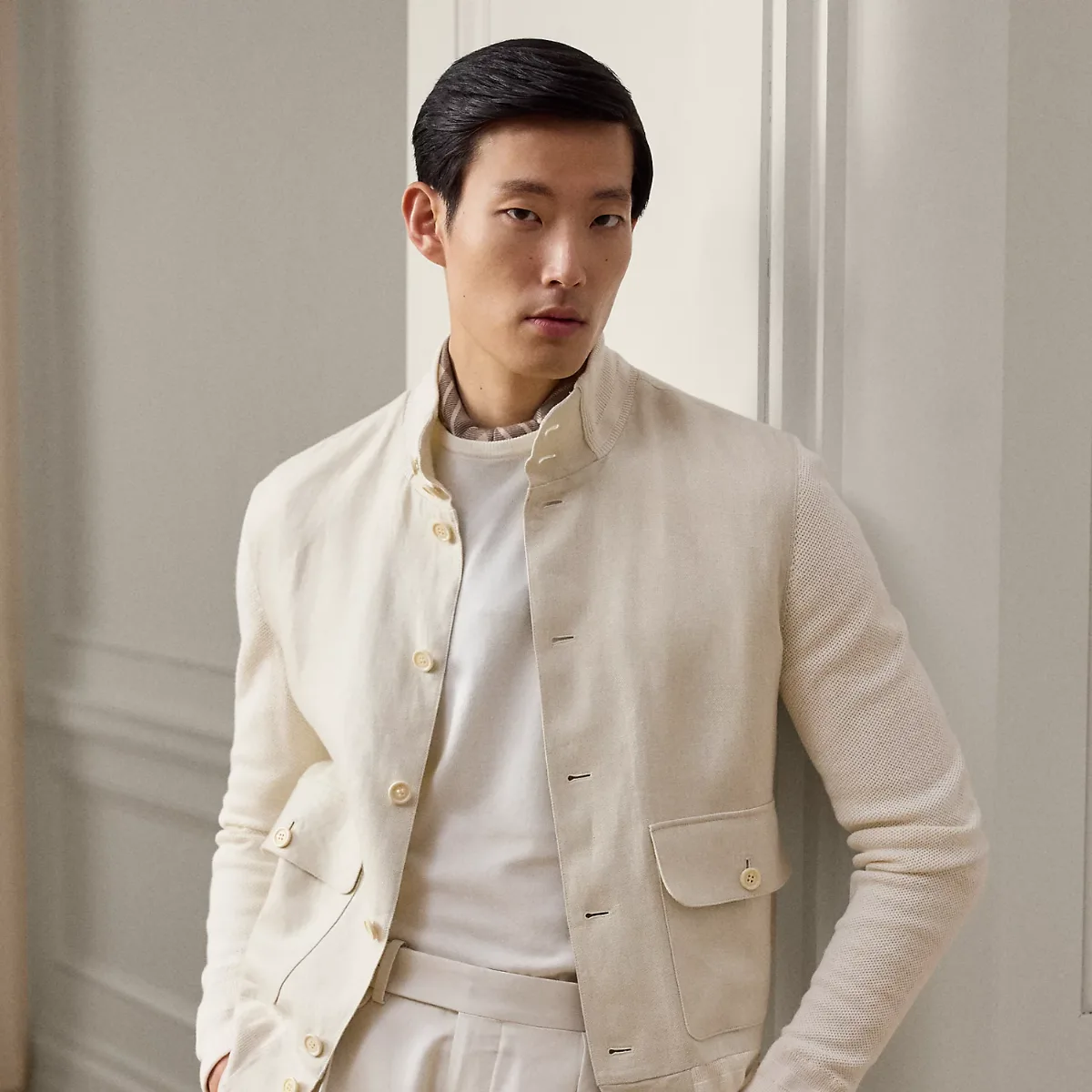 Linen-Paneled Silk-Blend Cardigan by Ralph Lauren