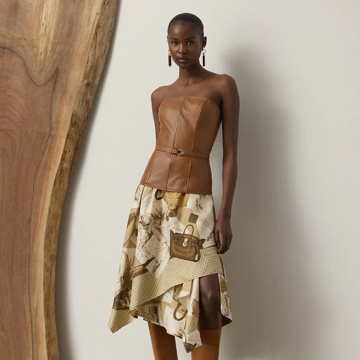 Glenn Diary-Print Silk Twill Skirt by Ralph Lauren