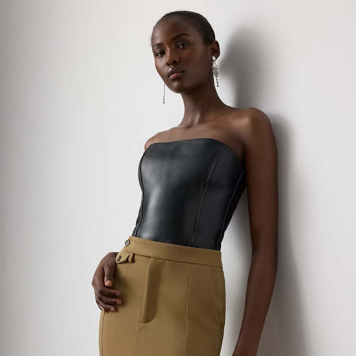 Gwyneth Lambskin Bustier by Ralph Lauren
