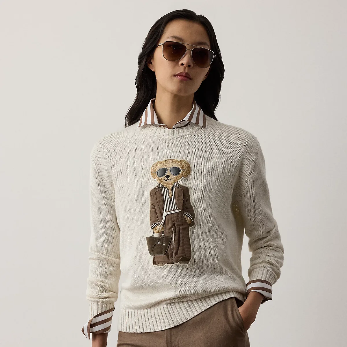 Summer Polo Bear Silk Crewneck Sweater by Ralph Lauren