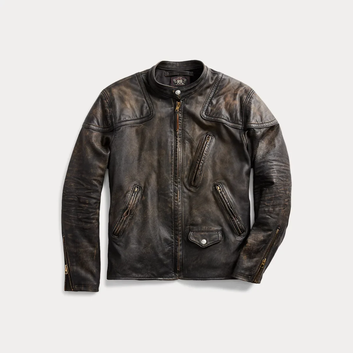 Slim Fit Leather Moto Jacket by Ralph Lauren