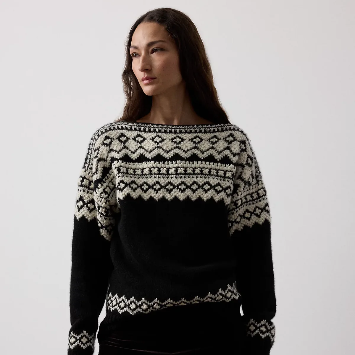 Cashmere Jacquard Boatneck Sweater by Ralph Lauren