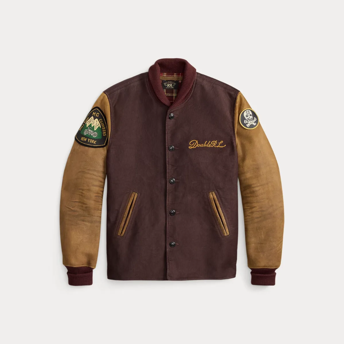 Leather-Sleeve Baseball Jacket by Ralph Lauren