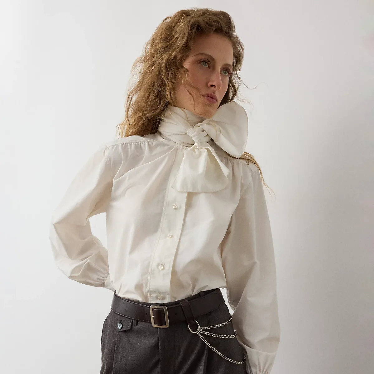 Dara Tie-Neck Poplin Blouse by Ralph Lauren