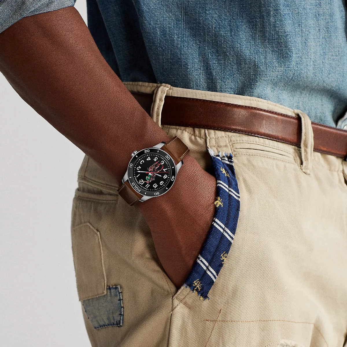 42 mm Polo Player Steel Black Dial by Ralph Lauren