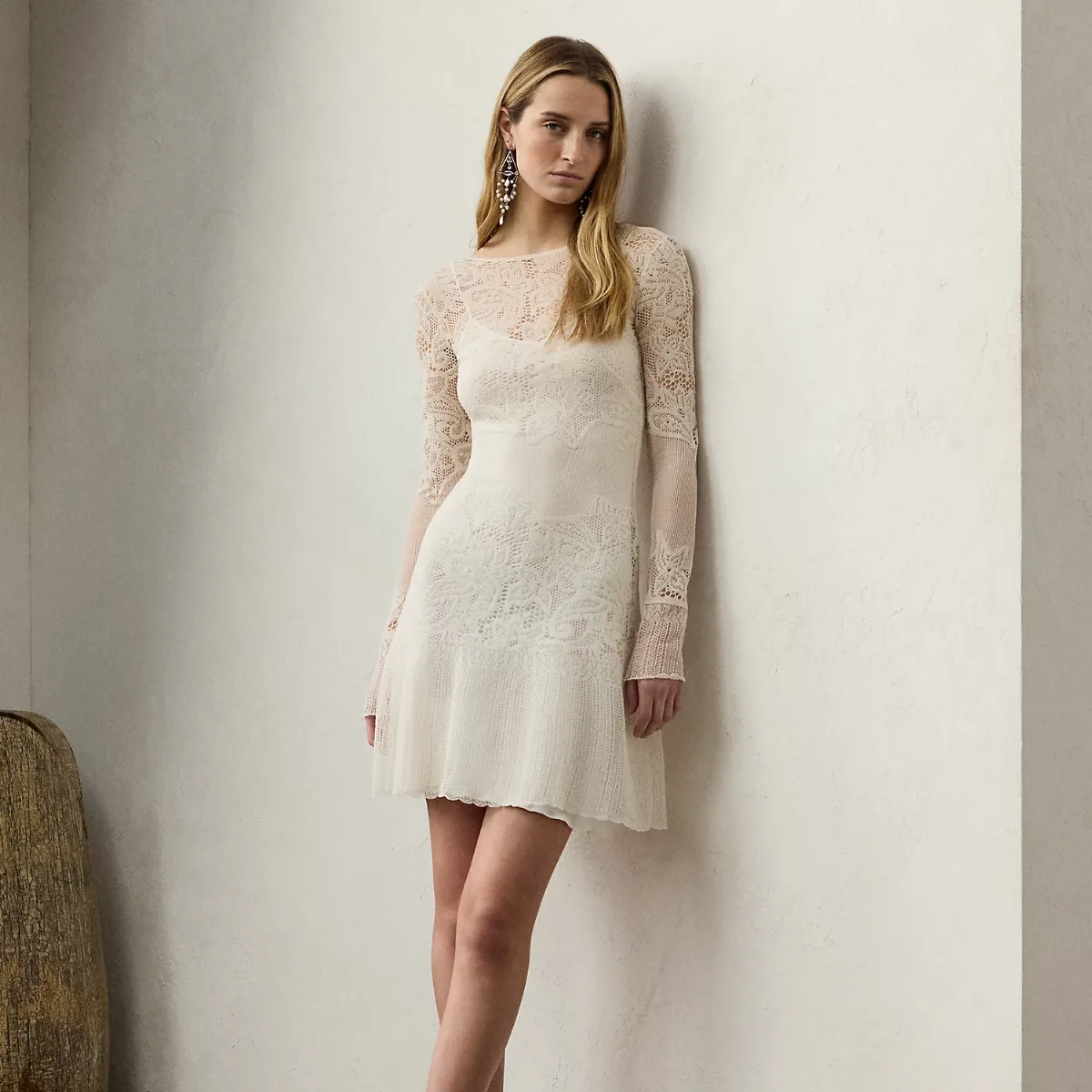 Silk Lace Sweater Day Dress by Ralph Lauren
