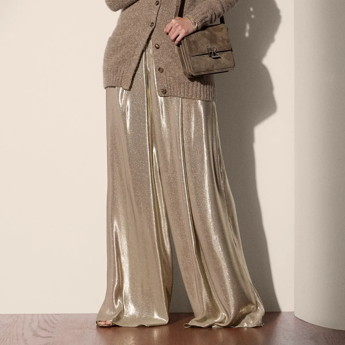 Franncis Striped Metallic Chiffon Pant by Ralph Lauren