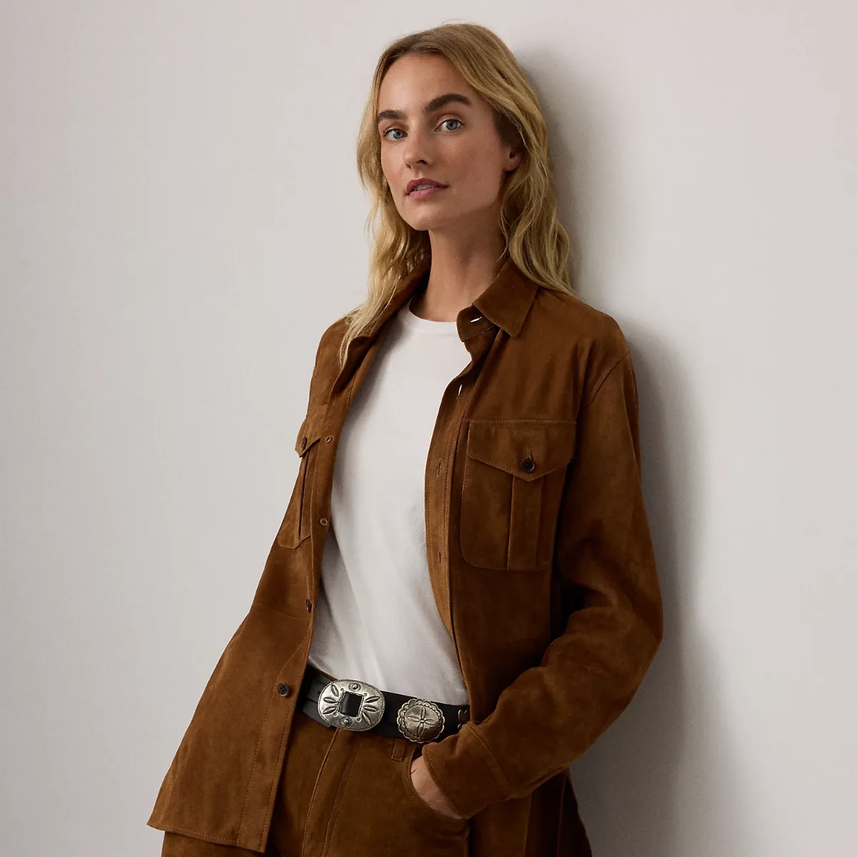 Landry Lamb-Suede Shirt by Ralph Lauren