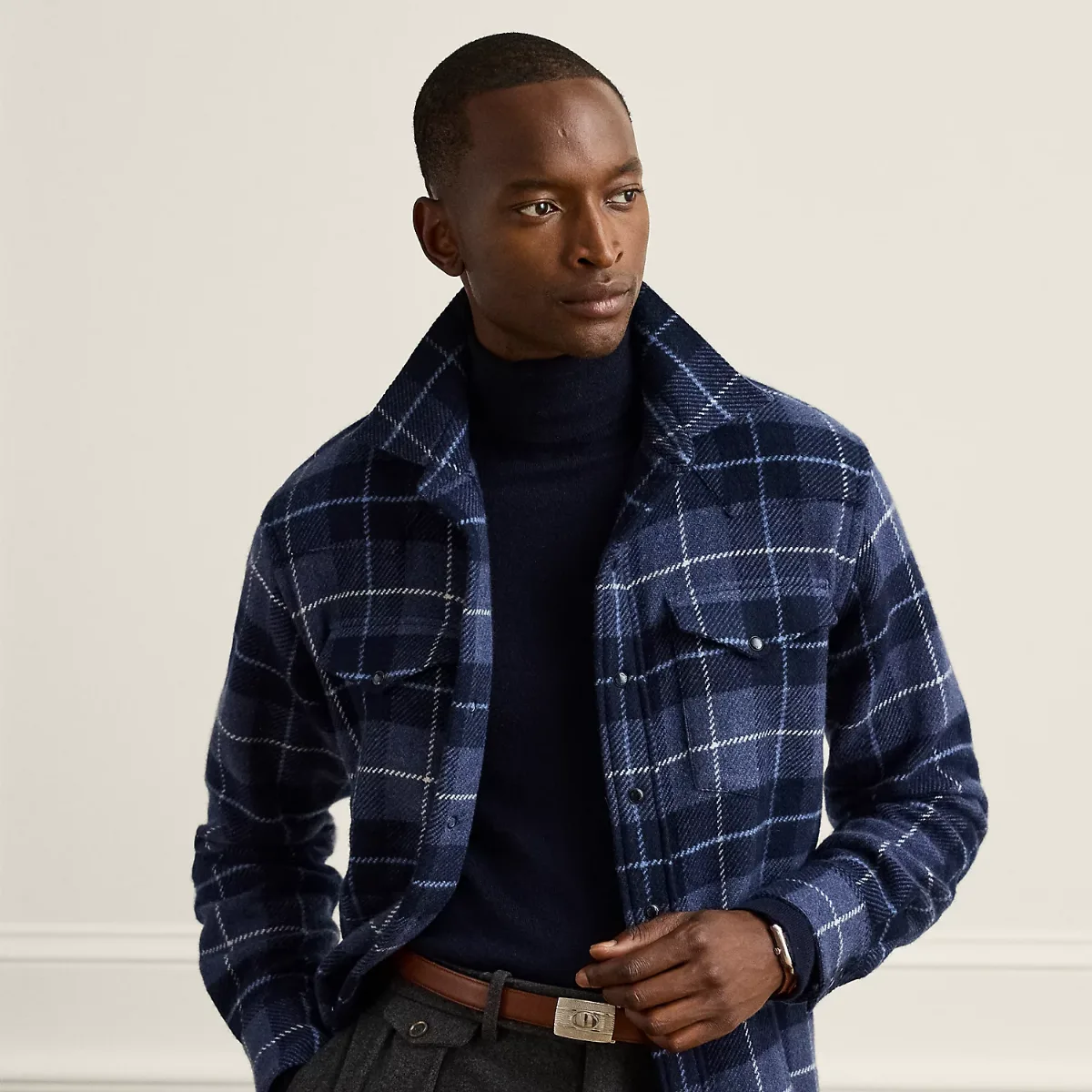 Plaid Cashmere Western Shirt by Ralph Lauren