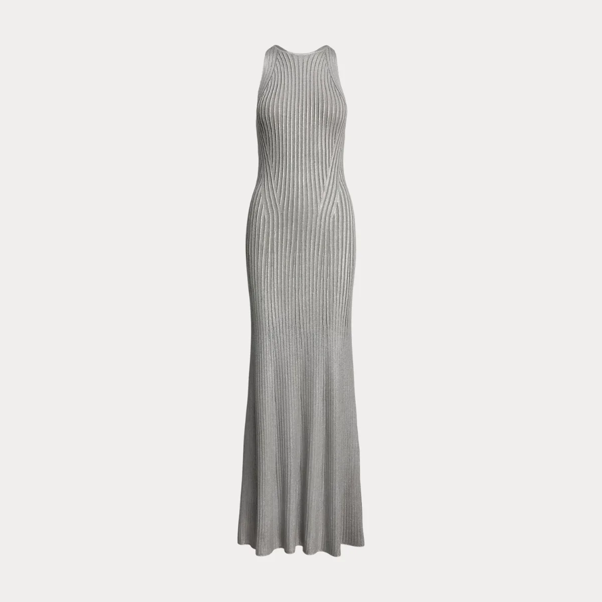 Foiled Rib-Knit Sleeveless Evening Dress by Ralph Lauren