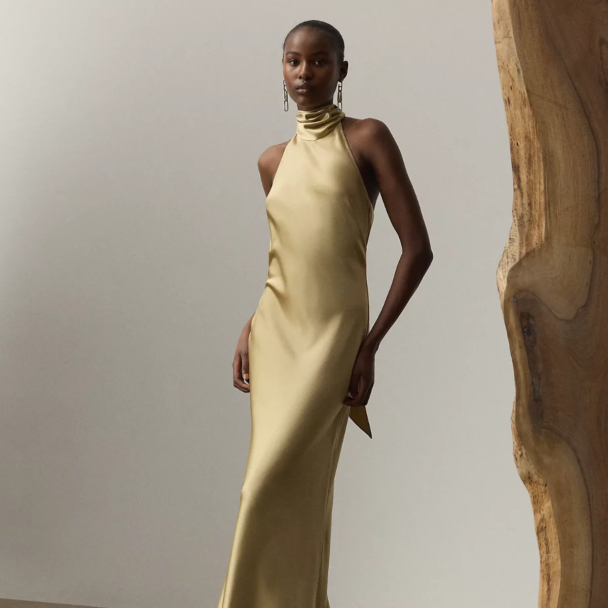Chilton Stretch Satin Evening Dress by Ralph Lauren
