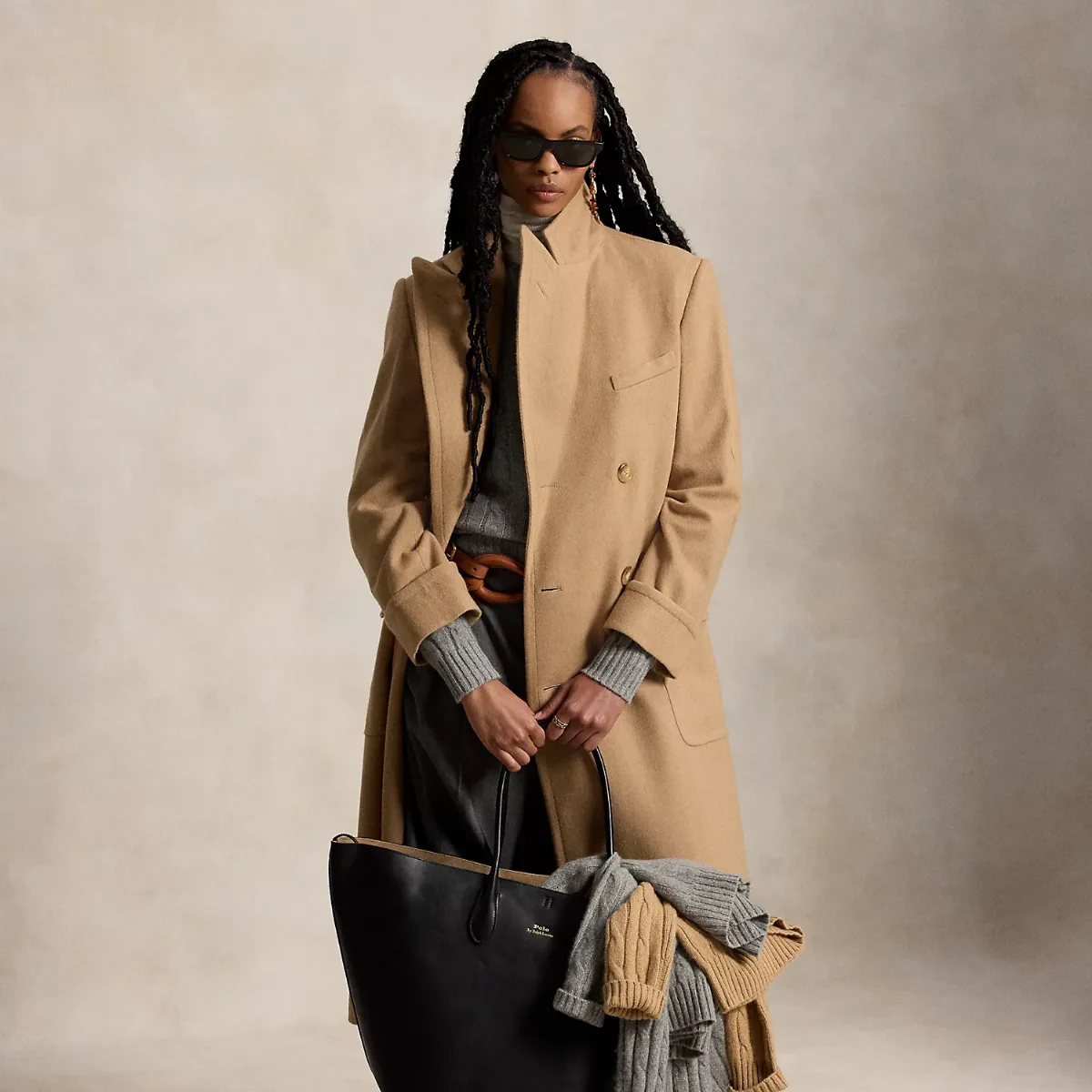Camel-Hair Long Polo Coat by Ralph Lauren